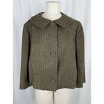 Vintage Salvatore Costanzo Wool Tweed Swing Jacket Blazer Designer Womens M Tan