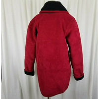 County Seat Faux Shearling Suede Sherpa Berber Fleece Shawl Collar Peacoat M Red