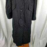 London Fog Black Winter Wool Blend Long Maxi Peacoat Womens 14 Oversized Baggy