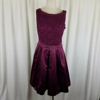 The Limited Lace Satin Plunge VBack Fit & Flare Cocktail Purple Dress Womens 10