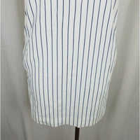 Madewell Harbor Lace up Shift Dress Ivory Blue Pinstriped Striped Womens 2XS XXS