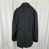 Jones New York Wool Midi Military Double Breasted Peacoat Womens 14 Black G-III