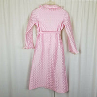 Vintage 1970s Bees & Jam Bubblegum Pink Lace Quilted Tie Sash Bath Robe Girls 8