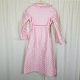 Vintage 1970s Bees & Jam Bubblegum Pink Lace Quilted Tie Sash Bath Robe Girls 8