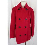 Calvin Klein Wool Long Peacoat Medium Length Coat Womens M Red Double Breasted