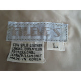 Filene's Cow Split Leather Cropped Open Front Stand Up Collar Jacket Womens sz L