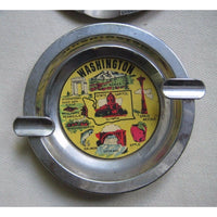 LOT of 7 VINTAGE ASHTRAYS TOURISM TRAVEL STATES PAINTED METAL COLLECTIBLES JAPAN