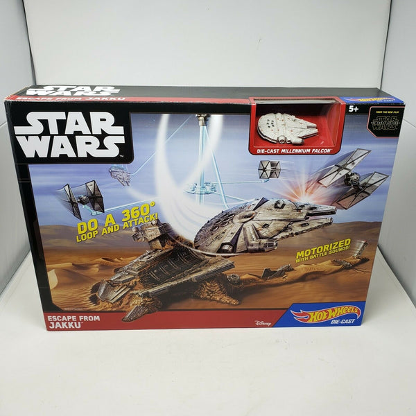 Hot Wheels Star Wars Escape from Jakku Raceway Car Tracks Set Millennium Falcon