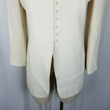 Jones New York Fabric Covered Buttons Up Collarless Long Jacket Blazer Womens 4