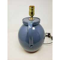 Gris Pottery Vintage Handled Jug Blue Terracotta Table Lamp 1986 10" Signed IL