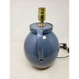 Gris Pottery Vintage Handled Jug Blue Terracotta Table Lamp 1986 10" Signed IL