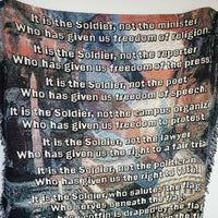 MDW It Is The Soldier Stay Army Military Custom Woven Tapestry Throw Cotton USA