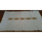 Embroidered Needlepoint Handmade Nordic Fair Isle Holiday Woven Linen Tablecloth