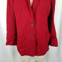 Artcraft Wool Twill 2 Button Up Blazer Jacket Womens M L Vintage Red Pewter 70s