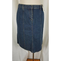 Geoffrey Beene Sport Stretch Denim Blue Jean Midi Pencil Skirt Womens 8 Vintage