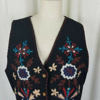 SGDN Same Game Different Name Floral Pointed Button Down Vest Waistcoat Womens L