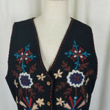 SGDN Same Game Different Name Floral Pointed Button Down Vest Waistcoat Womens L
