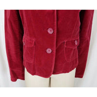 American Eagle Red Velvet Cropped Jean Jacket Blazer Womens M Fitted Tailored