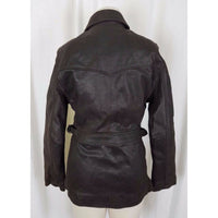 Oakwood Classic Brown Leather Full Zip Up Half Belted Insulated Jacket Womens S