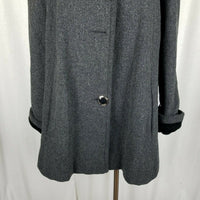 Jofeld De Ball Velvet Trim Short Aline Skater Swing Peacoat Jacket Womens L Gray