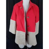 Coldwater Creek Colorblock Snap Placket Front Long Jacket Coat Womens 12 Red Tan