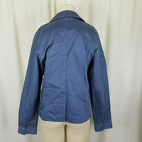 LL Bean 100% Cotton Button Up Safari Field Jacket Blazer Womens 8 Blue Riding