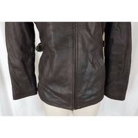 Oakwood Classic Brown Leather Full Zip Up Half Belted Insulated Jacket Womens S