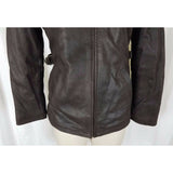 Oakwood Classic Brown Leather Full Zip Up Half Belted Insulated Jacket Womens S