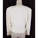Vintage Andrew Harvey Collarless Floral Brocade Blazer Jacket Womens 8 USA Ivory