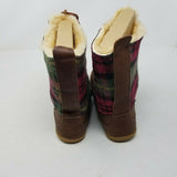 LL Bean Wicked Good Lodge Boots Shearling Wool Plaid Leather Snow Tall Womens 8