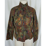 Coldwater Creek Boucle Tapestry Paisley Print Funnel Neck Jacket Womens PS