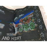 Vintage Malta Island Black Velvet Large Souvenir Pillow Cover Table Runner 50s