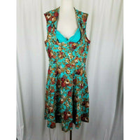 Lindy Bop Ophelia Floral Turquoise Swing Dress Womens 5XL Retro Pin-up A-Line