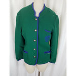 Geiger Austria Boiled Wool Crest Button Sweater Jacket Blazer Womens Green 38 8