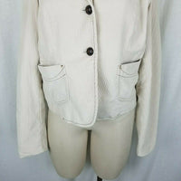 Gap Stretch Corduroy Blazer Look Jean Style Jacket Womens 8 Cropped Tan Ivory