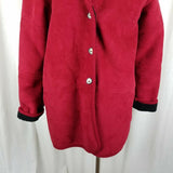 County Seat Faux Shearling Suede Sherpa Berber Fleece Shawl Collar Peacoat M Red