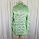 LL Bean Nordic Fair Isle Knit Henley Sweater Birdseye Womens M Funnel Neck Zip