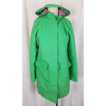LL Bean Hooded Spring Green Cotton All Weather Windbreaker Trench Coat Womens M