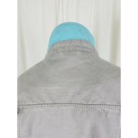 LL Bean Sunwashed Gray Canvas Zip Up Short Barn Coat Denim Jean Jacket Womens L