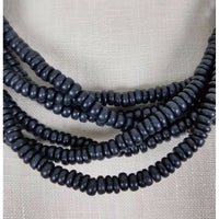 Multistring 6 Strand Black Faux Puka Bead Look BEADED NECKLACE Contemporary