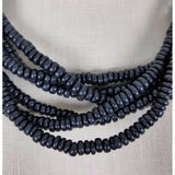 Multistring 6 Strand Black Faux Puka Bead Look BEADED NECKLACE Contemporary