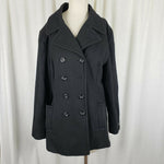 Jones New York Wool Midi Military Double Breasted Peacoat Womens 14 Black G-III