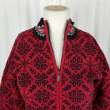 LL Bean Merino Wool Nordic Fair Isle Zip Up Cardigan Sweater Jacket Womens XS