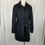 Gap Wool Blend Belted Tie Sash Trench Coat Peacoat Womens M Charcoal Gray