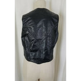 Black Leather Full Snap Up Pointed Vest Biker Motorcycle Womens M Made in USA