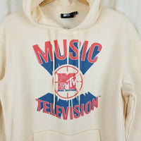 Vintage MTV Music Television Basketball Hoodie Pullover Sweatshirt Mens M Khaki