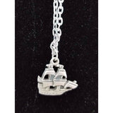 Tall Pirate Ships Boat Pewter Silver Chain Necklace Small Pendant Charm Jewelry