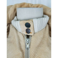 Dawn Imports Shawl Collar Corduroy Puffer Bomber Jacket Womens S Tan Zip Up Snap