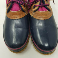 Vintage Lands End Direct Hot Pink Rubber Hunting Duck Shoe Boots Womens 7 Blue