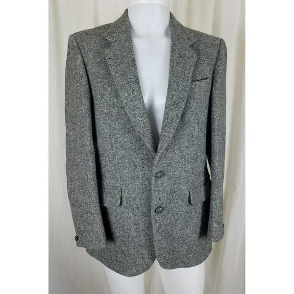 Vintage HARRIS Tweed Blazer Gray Mottled Wool Sport Coat Jacket Mens 42R Britain